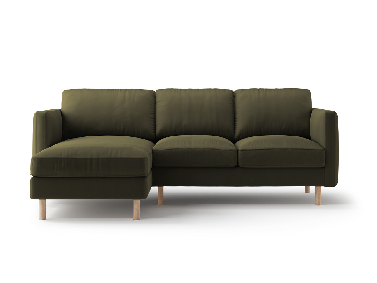 Coltar stanga 3 locuri, Eden, Micadoni Home, 223x150x90 cm, catifea, verde muschi melanj - imagine 6